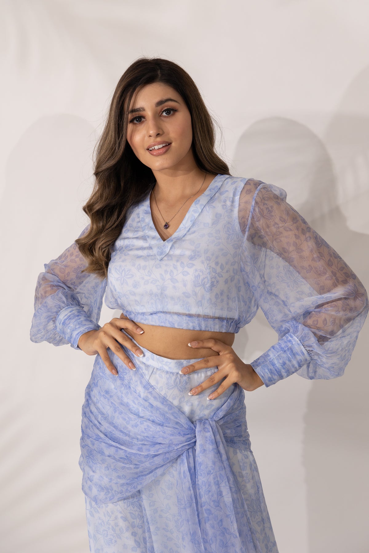 Iris Crop Top with Batwing Sleeves